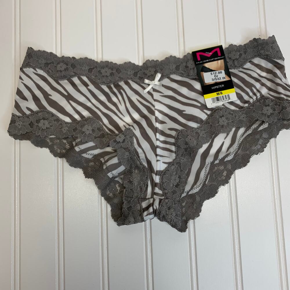 Nwt Maidenform Comfort Devotion Hipster Medium Sz 6 Gray Zebra